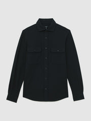 Reiss | Textured Twin Pocket Cotton Blend Overshirt in Navy