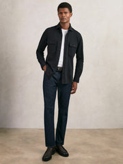 Reiss | Textured Twin Pocket Cotton Blend Overshirt in Navy