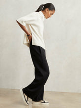 Reiss | Petite Wide-Leg Interlock Drawstring Joggers in Black