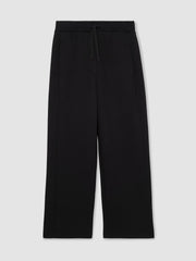 Reiss | Petite Wide-Leg Interlock Drawstring Joggers in Black