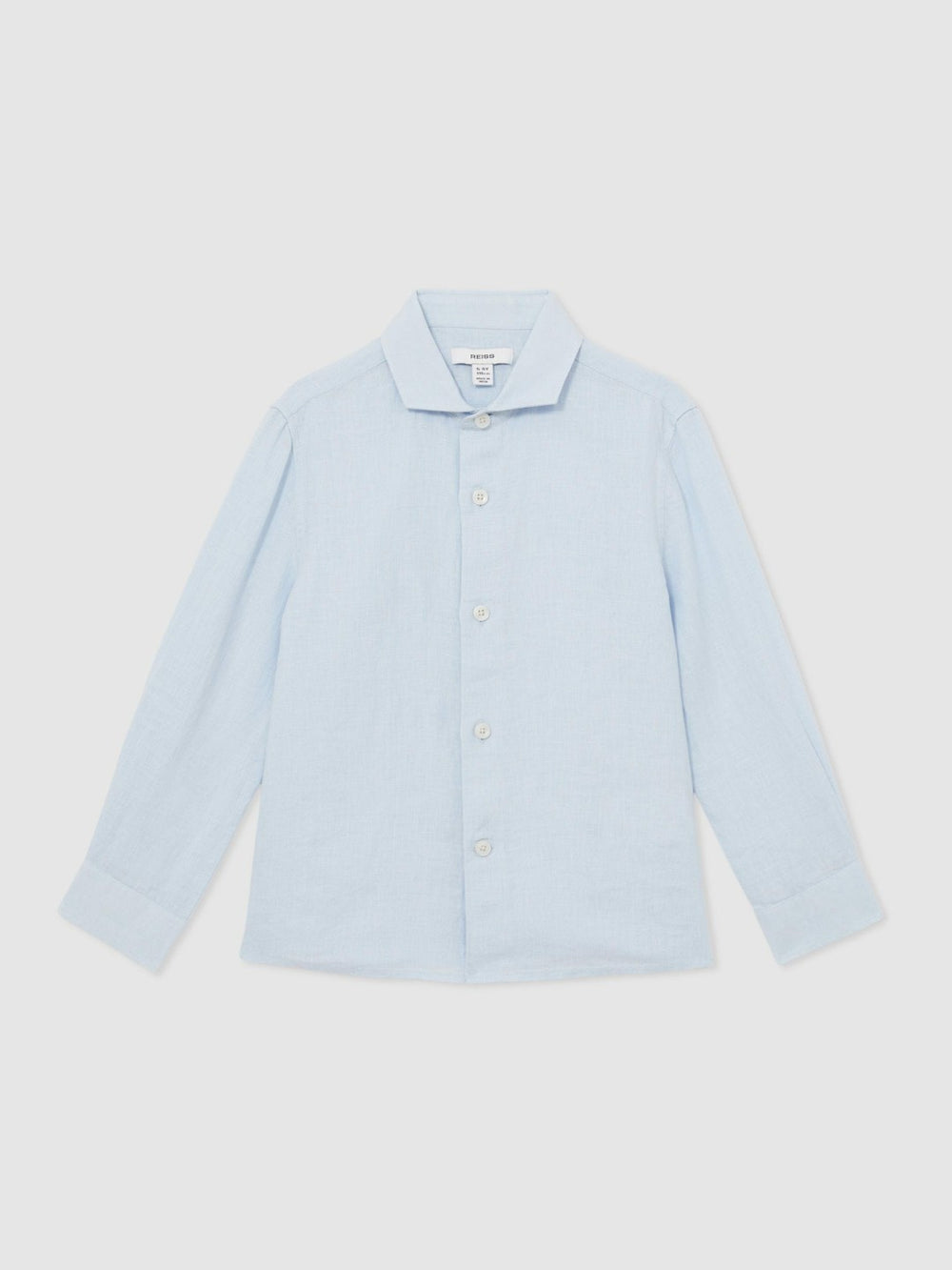 Reiss | 13-14 yrs Linen Cutaway Collar Shirt in Pale Blue
