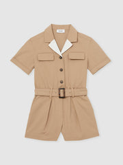 Reiss | 9-13 yrs Cotton-Lyocell Utility Playsuit in Camel
