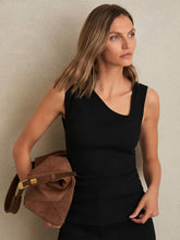 Reiss | Stretch-Cotton Ribbed Asymmetric Vest in Black