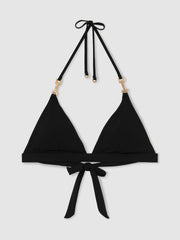 Reiss | Triangle Halter Neck Bikini Top in Black