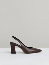 Reiss | Leather Slingback Court Shoes in Chocolate