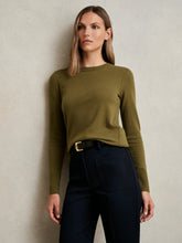 Reiss | Wool-Blend Open-Stitch Jumper with Cashmere in Khaki Green