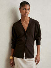 Reiss | Wool-Blend Fitted Cardigan With Cashmere in Chocolate