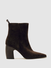 Reiss | Suede Block-Heel Ankle Boots in Chocolate