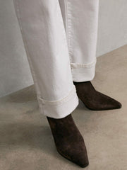 Reiss | Suede Block-Heel Ankle Boots in Chocolate