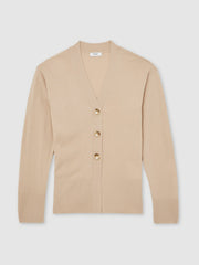 Reiss | Wool-Blend Fitted Cardigan With Cashmere in Neutral
