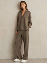 Reiss | Modal-Blend Interlock Wide-Leg Joggers in Khaki Green