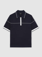 Reiss | Half Zip Tipped Polo Shirt in Navy/White