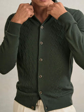 Reiss | Wool V-Stitch Button-Through Cardigan in Forest Green