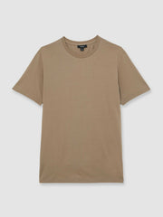 Reiss | Cotton Crew Neck T-Shirt in Light Taupe Brown