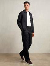 Reiss | Lyocell-Cotton Zip-Through Twill Jacket in Navy