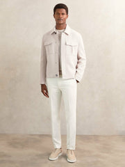 Reiss | Wool Blend Twin Pocket Zipped Jacket in Ivory