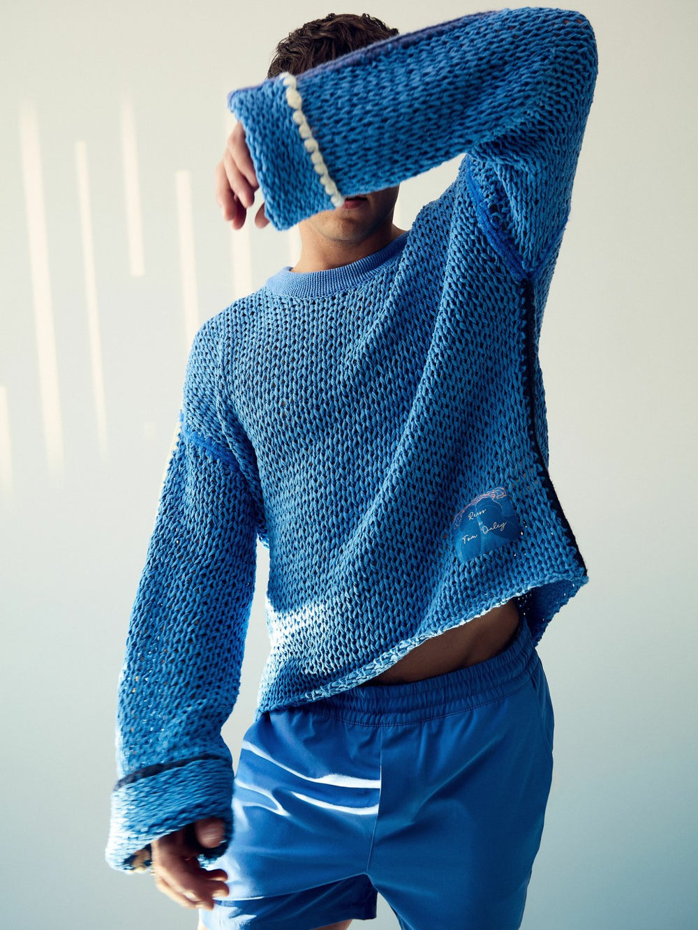 Reiss | | Tom Daley Chunky Knit Jumper in Soft Blue