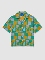 Reiss | | Tom Daley Tile Crochet Shirt in Yellow/Green/Blue Multi