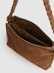 Reiss | Suede Plaited-Strap Cross-Body Bag in Tan