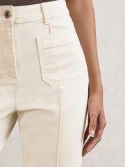 Reiss | Petite Patch-Pocket Flared Jeans in Ecru