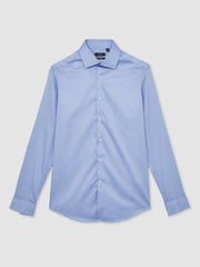 Reiss | Slim Fit Slim-Fit Cotton-Sateen Shirt in Mid Blue
