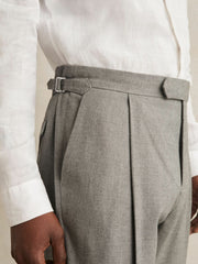 Reiss | Regular Fit Herringbone Trousers With Cotton in Grey
