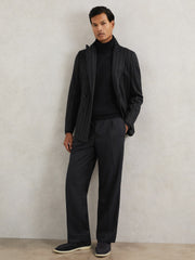 Reiss | Relaxed-Fit Twill Drawstring Trousers in Navy