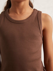 Reiss | 9-13 yrs Stretch-Cotton Ribbed Vest in Chocolate