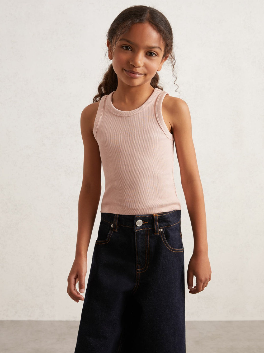 Reiss | 9-13 yrs Stretch-Cotton Ribbed Vest in Pink