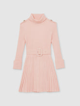 Reiss | 13-14 yrs Rib-Knit Roll-Neck Belted Dress in Pink