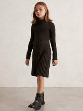 Reiss | 3-9 yrs Rib-Knit Roll-Neck Belted Dress in Chocolate