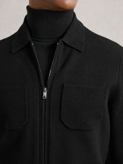 Reiss | Four-Pocket Zip-Through Cardigan in Black