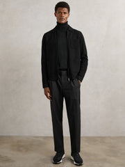 Reiss | Four-Pocket Zip-Through Cardigan in Black