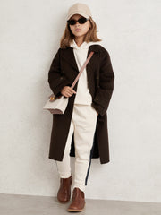 Reiss | 13-14 yrs Double-Breasted Blindseam Wool-Blend Coat in Chocolate Brown