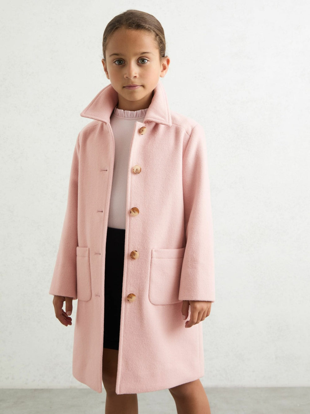 Reiss | 3-9 yrs Wool-Blend Single-Breasted Coat in Pink