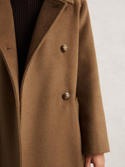 Reiss | 3-9 yrs Wool-Blend Double-Breasted Coat in Camel
