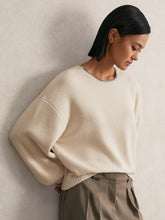 Reiss | Wool-Blend Necklace-Trim Jumper with Cashmere in Cream