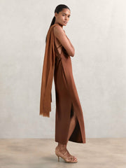 Reiss | Wool-Cashmere Lightweight Scarf in Camel