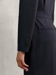 Reiss | Pinstripe Tailored Wide-Leg Jumpsuit with Wool in Navy