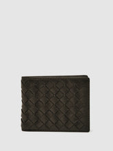 Reiss | Leather Large Lattice-Effect Wallet in Dark Brown