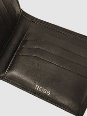 Reiss | Leather Large Lattice-Effect Wallet in Dark Brown