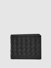 Reiss | Leather Large Lattice-Effect Wallet in Black