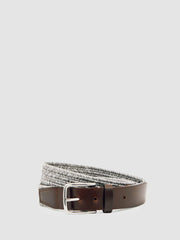 Reiss | Webbing Belt With Leather Trim in Soft Grey