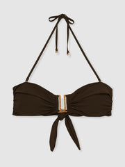 Reiss | Removable Strap Bandeau Bikini Top in Chocolate