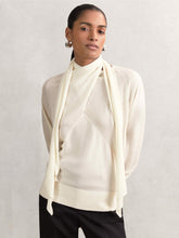 Reiss | Wool Scarf-Tie Draped Jumper in Cream
