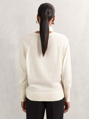 Reiss | Wool Scarf-Tie Draped Jumper in Cream