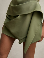 Reiss | Sculptural Mini Skirt in Green