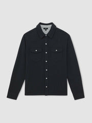 Reiss | Cotton-Cashmere Western Knitted Shirt in Navy