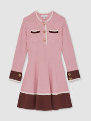 Reiss | 13-14 yrs Scallop-Trim Rib-Knit Dress in Pink