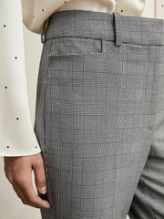 Reiss | Petite Check Flared Suit Trousers in Grey